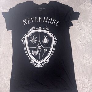 Wednesday Nevermore Black Graphic Tee